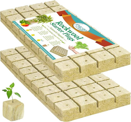 Legigo 1.2 Inch Rockwool Cubes Seed Starter Plugs for Hydroponics, RockWool Planting Grow Cubes for Hydroponic Tower Garden Soilless Cultivation Plants Germination Cutting Clone (2 Sheet, 72 Plugs)