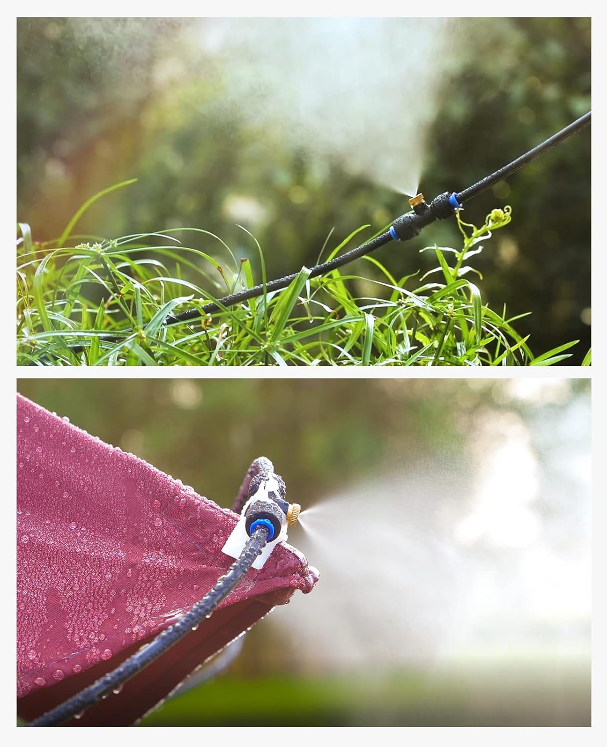 HOMENOTE Misting Cooling System 42FT (13M) Misting Line + 15 Brass Mist Nozzles + Brass Adapter(3/4") Outdoor Mister for Patio Backyard Garden Greenhouse Watering