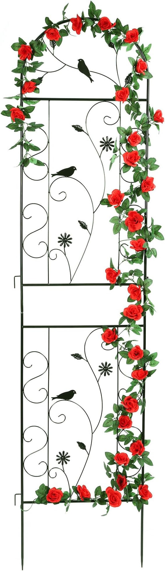 Metal Garden Trellis for Climbing Plants, 86.5" x 19.7" metal plant trellis outdoor, Black Iron Garden Trellis, Clematis Rrellis Outdoor, Arched Outdoor Decoration suitable for courtyards, lawns, gard