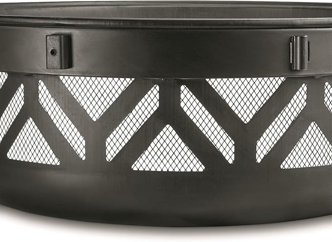 CASTLECREEK 47" Fire Pit BBQ Grill Outdoor Wood Burning Steel Log Firepit for Camping, Grilling, Smores, Yard, Cooking Outside, Barbecue, Bonfire Geometric