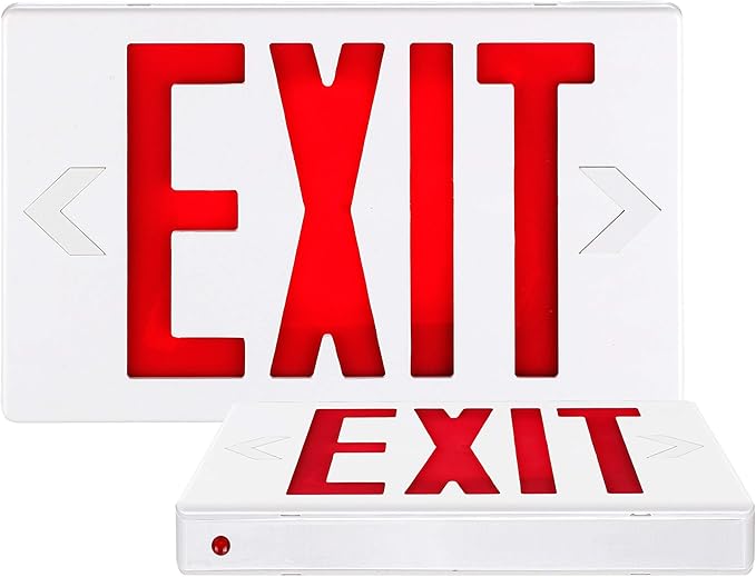 SPECTSUN Led Exit Sign with Battery Backup, Hradwired Red Exit Light LED - 2 Packs, /Exit Combo/Battery Exit Sign/Lighted Exit Light Powered.