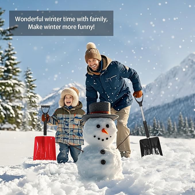 2pcs Kids Snow Shovels, Heavy Duty Adjustable Snow Shovel, 27" & 34” Length