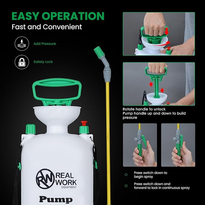 REALWORK 2pk 2-Gallon Handheld Tank Sprayer with Easy-Carry Shoulder Strap for Lawn, Garden, Yard, in Translucent White
