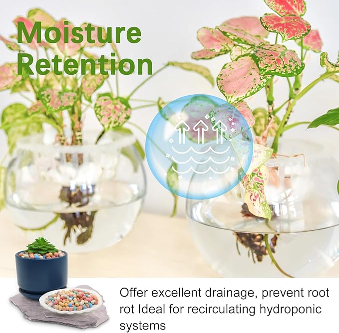 4LB Leca Clay Pebbles, 9-12mm Lightweight Expanded Clay Aggregate for Hydroponic Growing, Premium Grow Media for Orchids, Aquaponics Plants and Horticultural Drainage, Natural