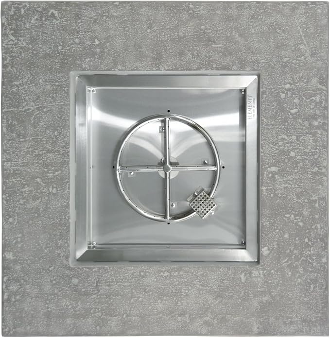 Manhattan Concrete Fire Pit 36" x 36" Outdoor Patio Firepit Includes Lava Rocks Modern Fire Pits & Outdoor Fireplaces for Garden, Deck, Indoor & Outdoor Heating