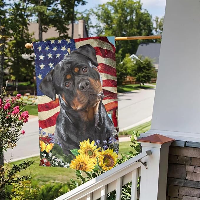 Rottweiler American Flag Patriotic Dog Garden Flag Welcome Party Outdoor Outside Decorations Picks Home House Garden Yard Decor 12x18 Inch