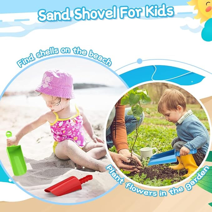 3 PCS Thick 9" Beach Shovel Spade Scoop Trowel Sand Toys for Kid Toddler Adult, Plastic Heavy Duty Garden Digging Planting Shovel Tool Kit Sandbox Toys Gift Set Party Favor