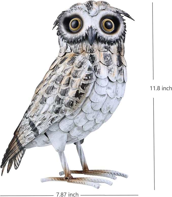 Shorayn Metal Owl Decor Garden Statue Outdoor Sculpture Yard Art for Patio Lawn Backyard Home Decoration Great Gifts