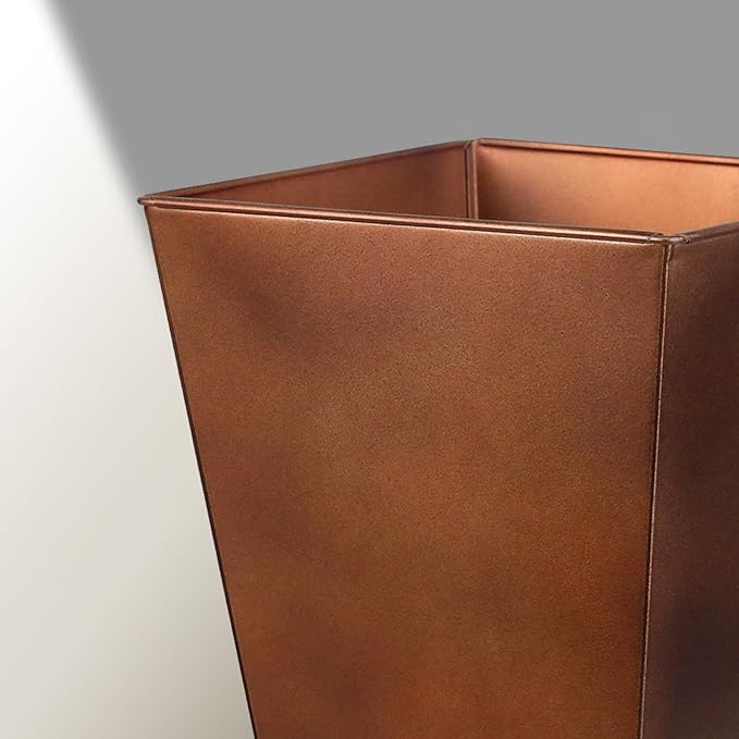 KOL 28''H. Tall Metal Planter with Insert, Set of 2, Galvanized Steel Planter Pots for Indoor & Outdoor Use, Decorative Flower Plant Pots for Front Porch, Patio, Deck - Rust Color