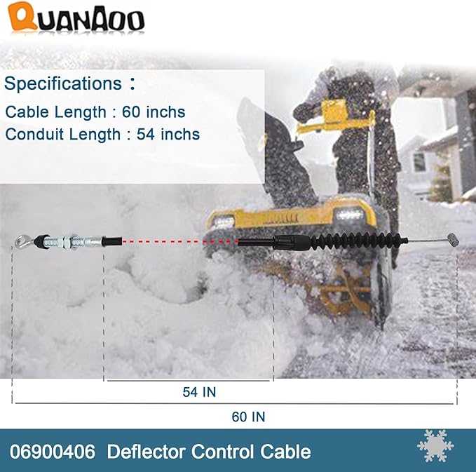 Deflector Control Cable 06900406 for Ariens Snow Blower fits Deluxe 24 27 28 30 Deluxe Platinum 24 30 Deluxe Track 24 27 28 30 snowblower Replaces 06900018 Chute Deflector snowblower Parts