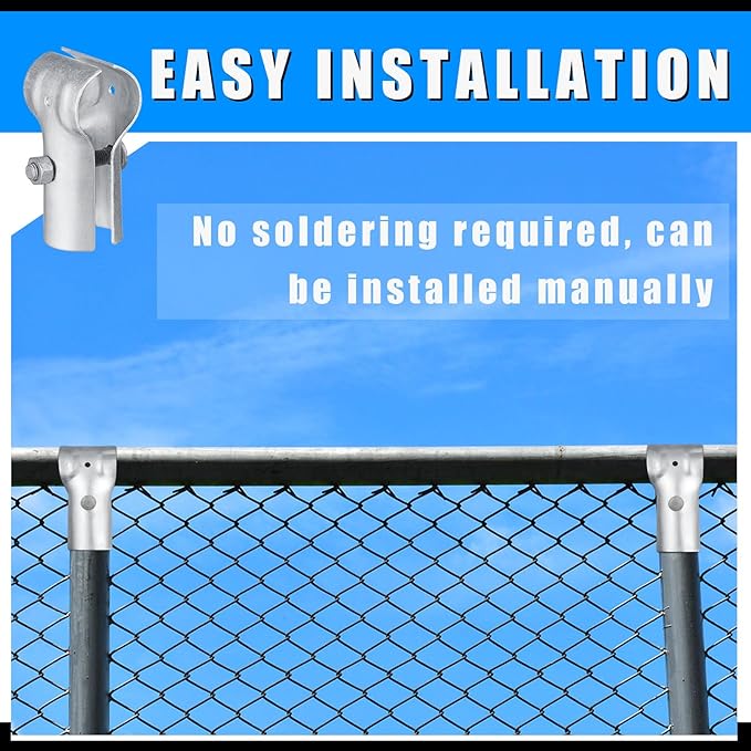 Tandefio Pipe Clamp Chain Link Fence T Clamp Galvanized Steel End Rail Clamp for OD Pipe, Bolts and Nuts Included(24 Pcs,1-3/8")