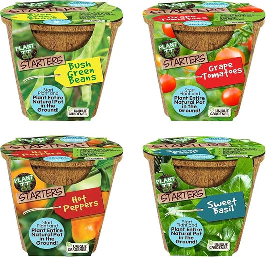 Plant-It Starters Plant Seeds 4 Variety Pack, DIY Indoor Succulents and Live Plants for Home or Garden Planting, Assorted Seed