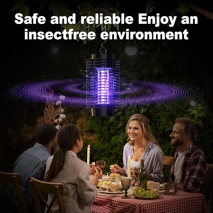 Bug Zapper, Electric Mosquito & Fly Zappers/Killer - Insect Attractant Trap Powerful Bug Zapper Light, Hangable Mosquito Lamp for Home, Indoor, Outdoor, Patio (Black)