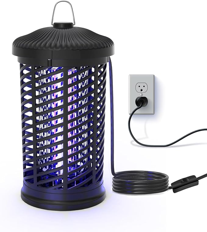 Electric Bug Zapper, 9.84 Ft Power Cord with Switch, Mosquito Zapper Indoor/Outdoor, 4200V 18W Waterproof Fly Zapper Mosquito Trap for Home, Patio, Backyard