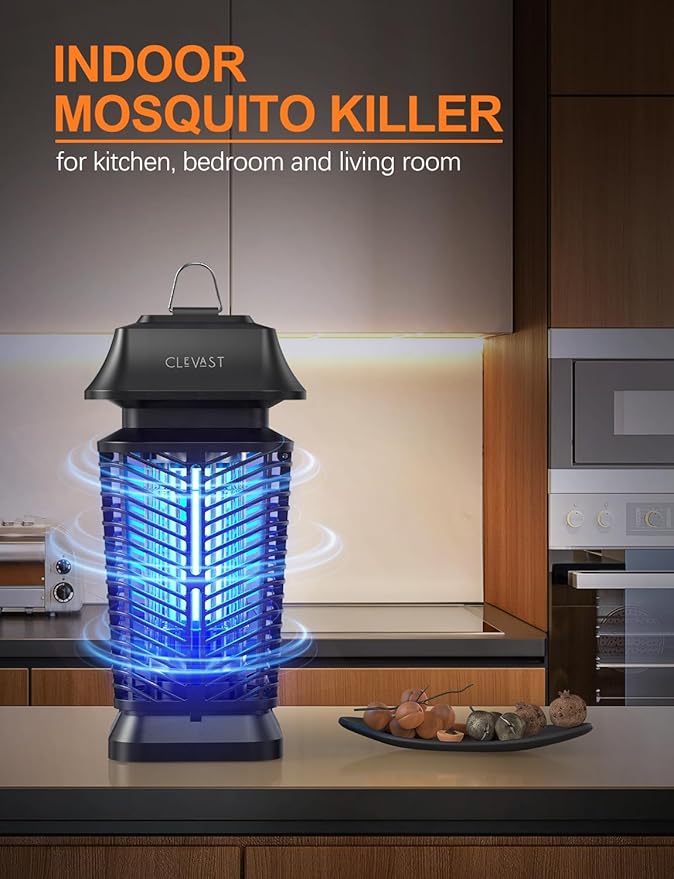 CLEVAST Bug Zapper Outdoor - Electric Mosquito Zapper Indoor, Fly Traps with UV Light, Waterproof Flying Killer 4200V Insects Lamp for Patio, Yard, Garden, Porch