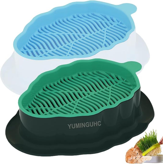2Pcs Cat Grass Planter (No Seeds Included) Wheatgrass Planting Trays Hydroponic Cat Grass Growing Kits for Indoor Cats Soilless Organic Nursery Box Pet Grass Pot (N)