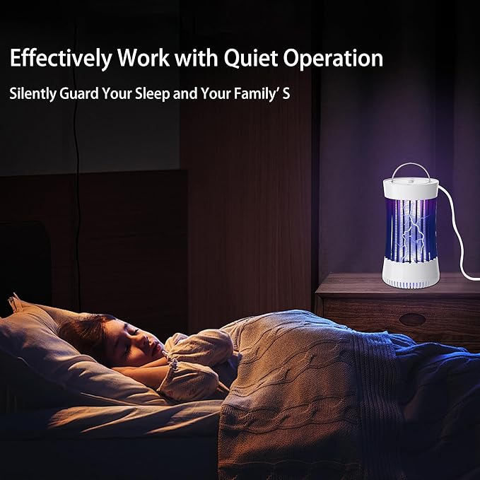 2-in-1 Indoor Electric Bug Zapper with Fan, Chargeable 1500V High Voltage Mosquitoes Killer with Hanger, Small Fly Insects Lamp Trap Catching Moth Gnat Fruit Flies, White