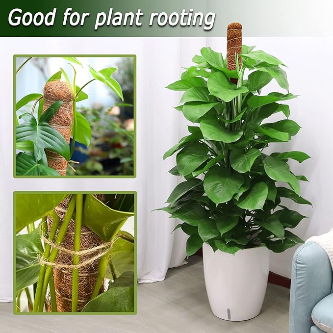 48 Inch Moss Pole, Bendable Moss Pole for Plants Monstera, Tall Moss Poles for Climbing Plants Indoor, Large Moss Pole Support, Garden Trellis Plant Stick Stakes for Potted Plants, Pothos