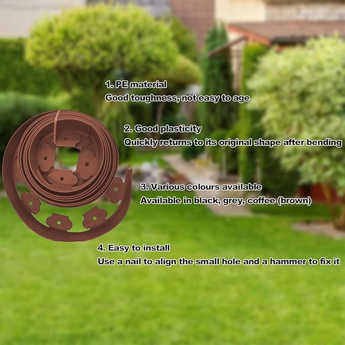 Garden Edging,33ft Landscape Edging Garden Borders Edging【2INCH Hight】 Paver Edging Include 30 Stakes, Flexible Lawn Edging Border for Yard, Lawn, Gardens(Brown)