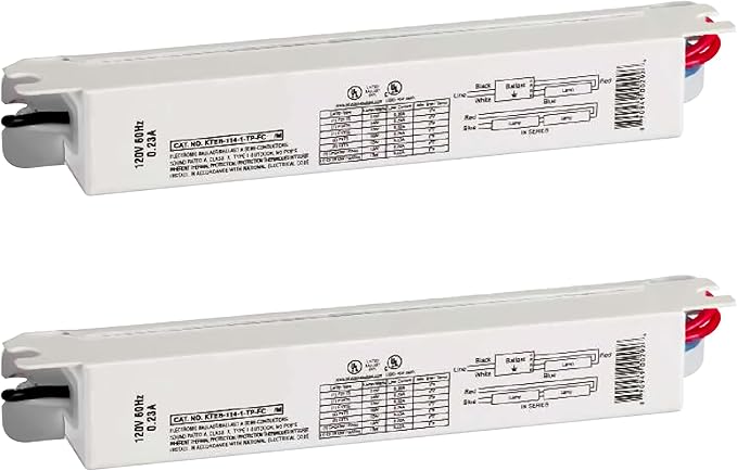 2 Pack - Replacement for Keystone KTEB-114-1-TP-FC 1 Lamp T5 Electronic Fluorescent Ballast with Normal Light Output | 120V Input with Rapid Start Operation | 0.95 Ballast Factor, UL-Approved