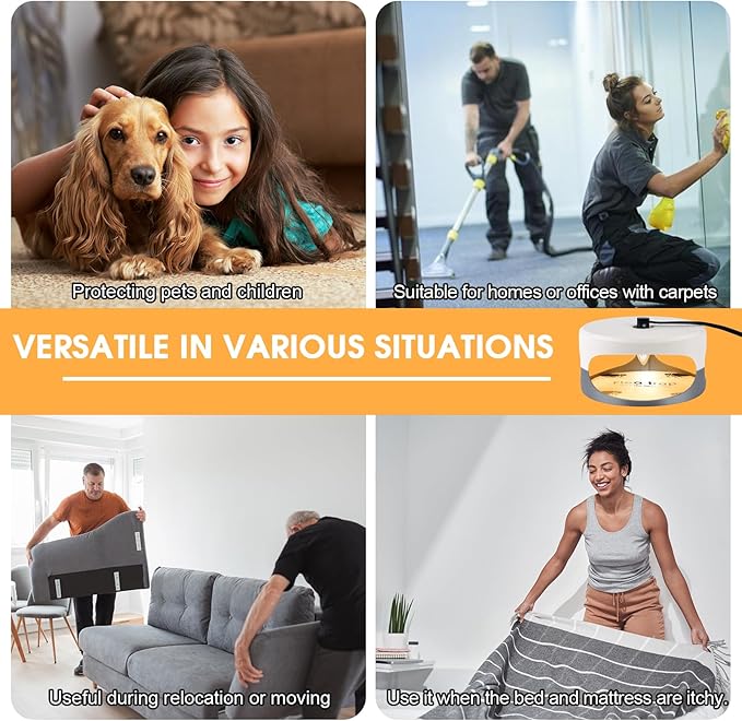 Flea Trap 2 Packs – Premium Flea Traps for Inside Your Home – Natural and Child-Friendly Light Trap for Indoor with Natural Glue Discs Refills and LED Lightbulb