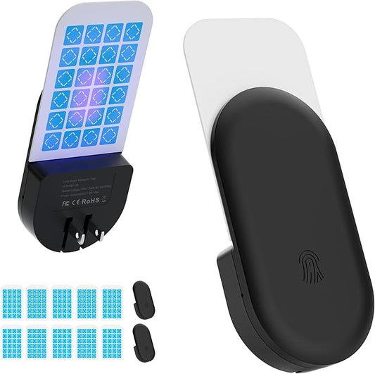 Fly Trap Indoor, 3 in 1 Plug-in Fruit Fly Trap,2 Trap Black and 10 Glue Cards, Fruit Fly Traps for Indoors, Flying Insect Trap for Gnat, Moth, Mosquito, Suitable for Every Part of The Home