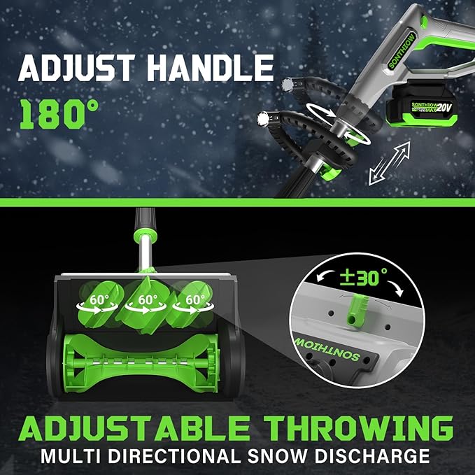 13.5" Electric Snow Shovel, 40V Brushless Cordless Snow Shovel, Includes 2 Pack 4.0 Ah Battery and Charger, Cordless Snow Blower with LED Light, Battery-Powered Snow Removal for Driveway, Patio, Deck