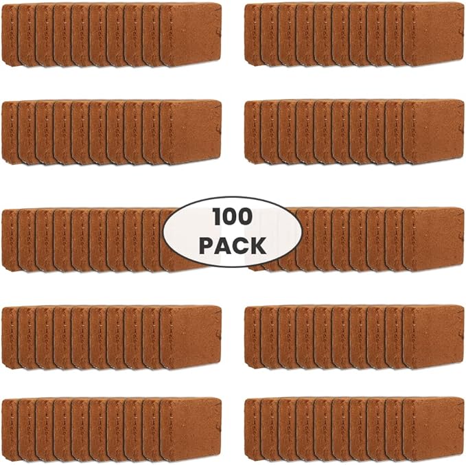 Coconut Coir for Plants 100-Pack – 2.6 Cu. Ft. Compressed Coconut Coir Bricks, 10 lb. Organic, Low EC, pH Balanced Coco Peat for Indoor & Outdoor Gardening, Potting Soil, Indoor Plant Soil