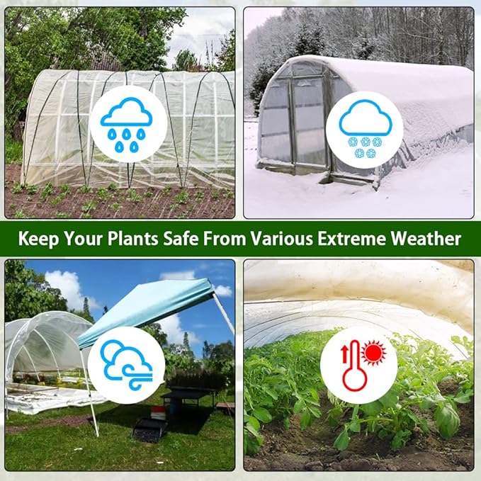 6 mil Greenhouse Plastic Film Sheeting Cover 12 x 26 Ft UV Resistant Clear Polyethylene Film Green House Hoop Farm Plastic Cover for Gardening, Farming, Agriculture