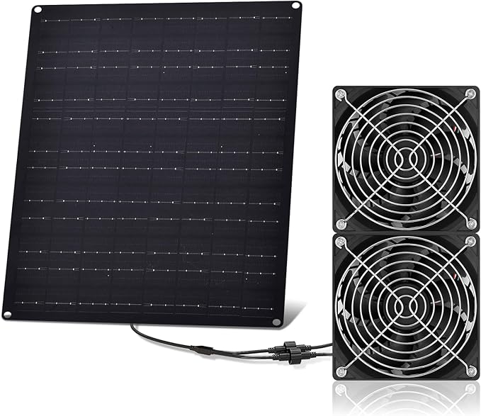 Solar Powered Fan, Solar Panel Fan 15W Solar Ventilation Exhaust Fan Waterproof for Outdoor Shed Chicken Coops Greenhouse Doghouses Pet House for Intake or Exhaust Air Cooling