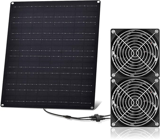 Solar Powered Fan, Solar Panel Fan 15W Solar Ventilation Exhaust Fan Waterproof for Outdoor Shed Chicken Coops Greenhouse Doghouses Pet House for Intake or Exhaust Air Cooling
