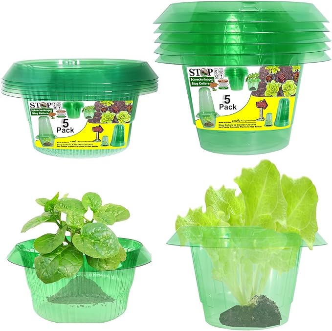 5 Pack Snail Collar(H:11cm) and 5 Pack Large Slug Collars(H:15cm) Set,Slug Collars Protects Plants to Get Better.