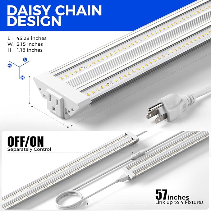 Barrina Grow Lights for Seed Starting, High PPFD, Full Spectrum, Linkable, Hanging Grow Lights for Indoor Plants with On/Off Switch, Vegetables