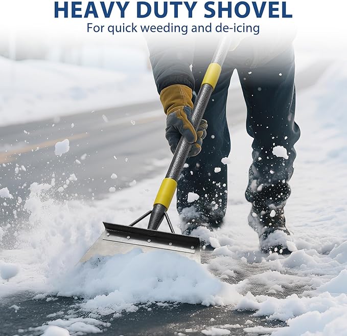 Floor Scraper Long Handle Heavy Duty, 60" Multifunctional Cleaning Shovel, Ice Scraper Stainless Steel Garden Tools Weed Scraper for Cleaning,Weeding,Scraping,Ice Remove,Landscaping,Yard