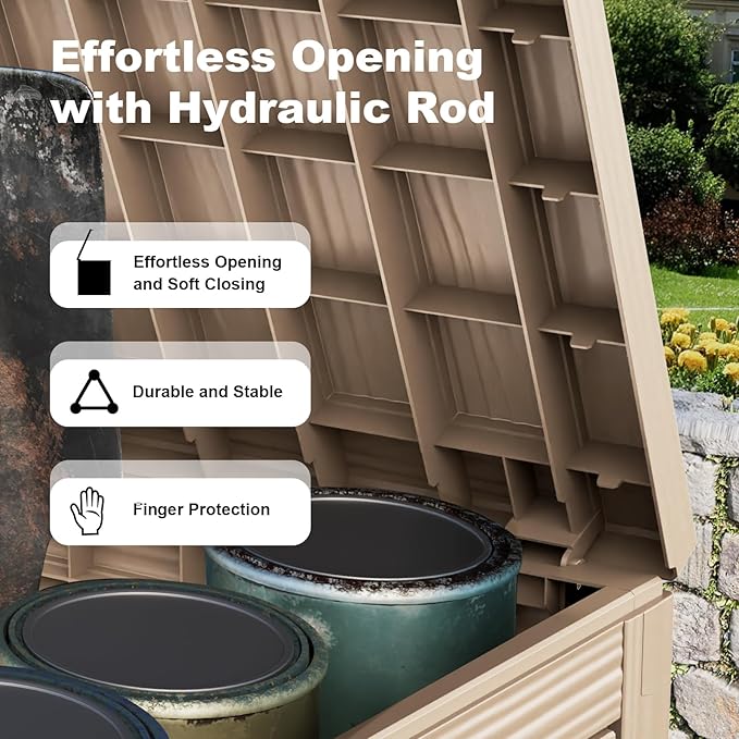 45 Gallon Outdoor Storage Box – Resin Deck Box with Lockable Lid, Waterproof Patio Furniture Storage for Tools, Garden & Yard Organization