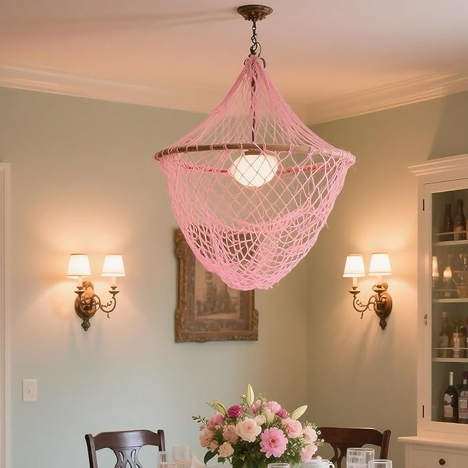 2 Pack Fish Net Decorations for Party,Natural Cotton Hawaiian Party Fishing Net Decorative, Nautical Themed Cotton Fishnet Under The Sea Pirate Ocean Beach Decor