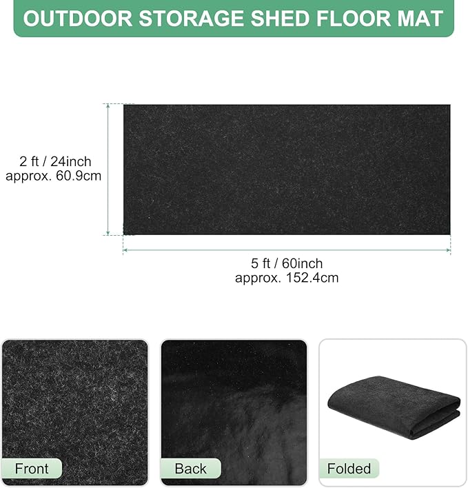 Outdoor Storage Shed Mat, 2x5 ft Waterproof Small Shed Flooring Mat for Patio Furniture Floor Protecting from Wear/Liquid/Dust/Oil, Non-Slip Carport Pad [Grey]