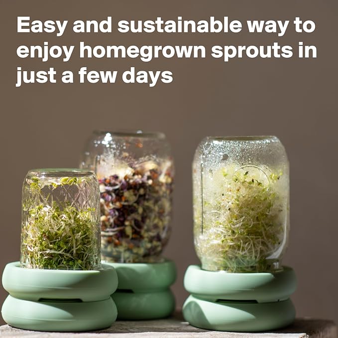 Food Huggers Sprout Huggers | Silicone Sprouting Lids | Fits Any Jar | No Rust, No Mess | Sprouting Mason Jar Kit | Grow Sprouts Indoors| Urban Garden | Easy Germination Broccoli Alfalfa Bean Sprouts