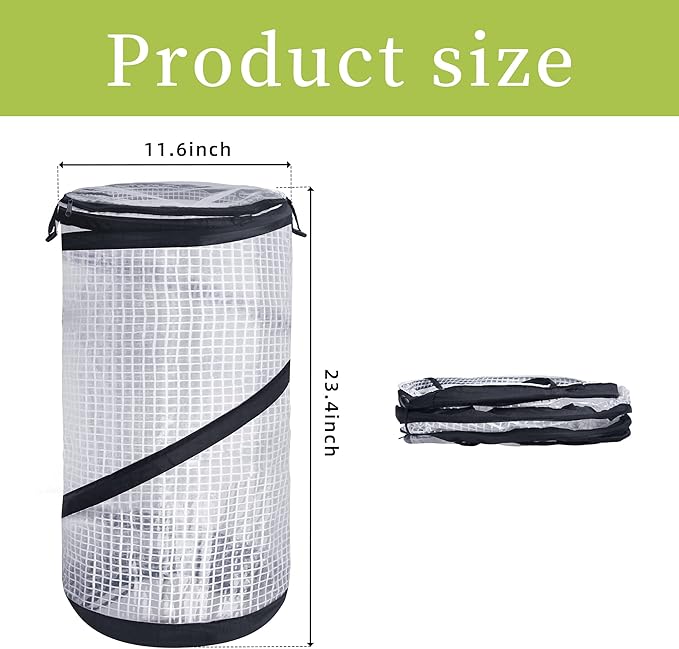 DECOHS 2 PCS Pop up Mini Greenhouse-23.4x11.6 Inch PVC Spring-up Plant Protector with Zipper-Portable Greenhouse Cover for Gardening Plants Cold Frost Protection Wind Rain Proof