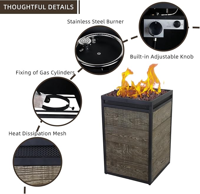 Afterglow TerraFab 28" Round 30,000 BTU Propane Fire Bowl Fire Pit for Outdoor Patio Garden Backyard Decking Decor CSA Certificated