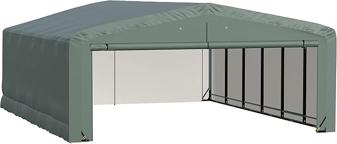 ShelterLogic ShelterTube Garage & Storage Shelter, 20' x 27' x 10' Heavy-Duty Steel Frame Wind and Snow-Load Rated Enclosure, Green