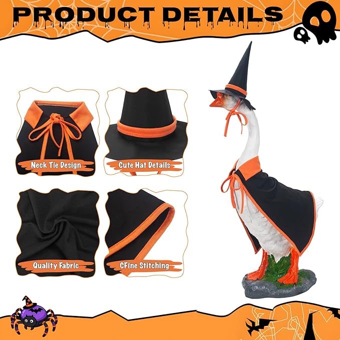 ONUPGO Halloween Goose Outfits, Lawn Porch Goose Clothes, 23 Inch Lawn Statue Seasonal Sculpture Costume for Plastic/Cement Goose Statue, Garden, Yard, Patio, Party Decoration