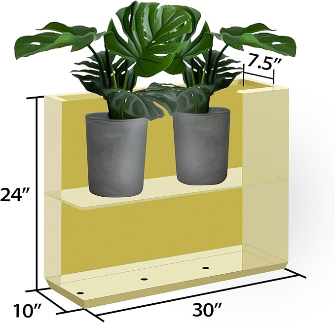 Metallic Heavy Outdoor Span Planter Box, Long and Tall Divider Planters, Flower Pot, Plant Container 30Lx10Wx24H, Bright Yellow, No Assemble and Seamless 30.8 Pounds