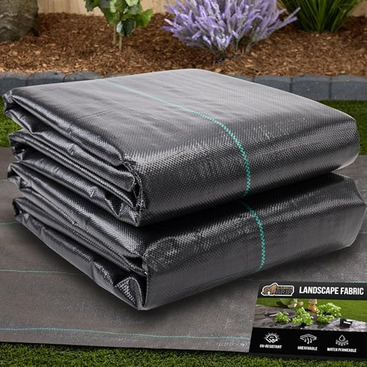 GORILLA GRIP 4 FT x 50 FT Powerful Weed Barrier Landscape Fabric, Durable Tear Resistant Blocker, Permeable UV Resistant Fabrics for Landscaping Outdoor Garden Bed, Ground Mulch, 3.2oz Woven