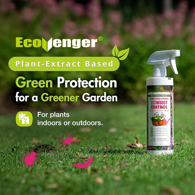 EcoVenger (Formerly EcoRaider) Garden Insect Control 16 oz, Plant Extract Based, Indoor & Outdoor, Kills Aphids, Mealybugs, Spider Mites and Gnats All Stages and Eggs, Non-Toxic Child & Pet Safe