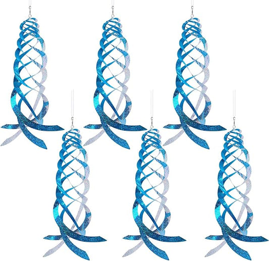 Hausse Bird Repellent Spiral Reflectors Blue Mylar Spinner, Hanging Reflective Bird Deterrent Device, Garden Decorative Scare Birds Away, Like Woodpeckers, Pigeons and Geese, 6 Pack