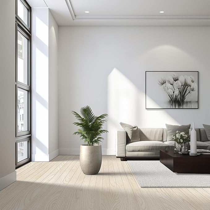 Kante 16.5 Inch Tall Concrete Planter, Large Indoor Outdoor Plant Pot with Drainage, Smooth Weathered Concrete Finish with Forest Green Interior, Ideal for Porch, Home, Garden, Patio