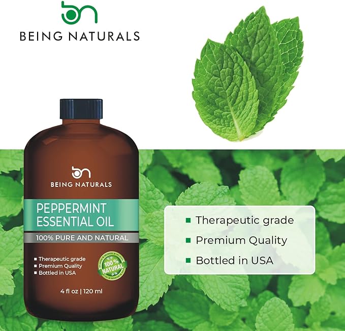Peppermint Essential Oil - Huge 4 FL OZ - 100% Pure & Natural – Premium Natural Oil with Glass Dropper (Peppermint Oil)