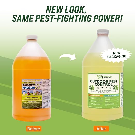 Mosquito Magician Liquid Concentrate - Kills Mosquitoes, Fleas, & Fire Ants, Use with Pump or Backpack Sprayers, Foggers, or Automatic Misting Machines, Ideal for Yards, Lawns, Patios, 1 Gallon - Mint