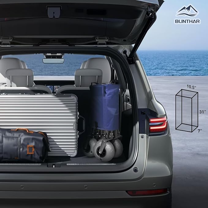 Beach Wagon with Big Wheels for Sand, Heavy Duty Collapsible Folding Wagon with All-Terrain 9" Pneumatic Tires & Drink Holders, Utility Wagon for Garden Sports Camping Outdoor Activities